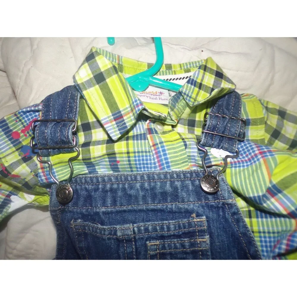 Heidi Klum Truly Scrumptious overalls and long sleeve shirt size 6 month